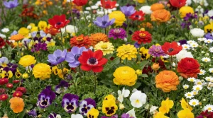 カラフルな花畑