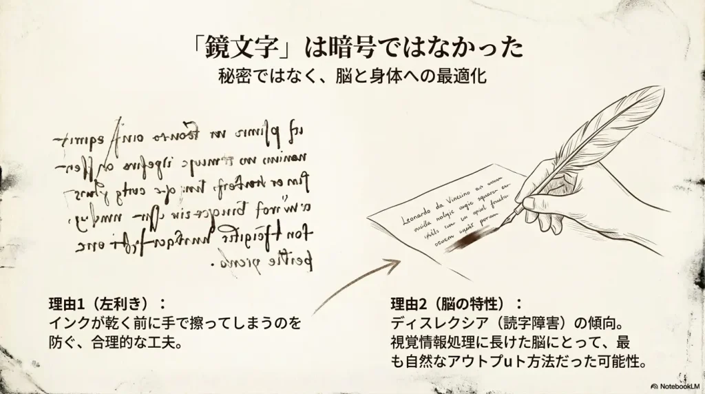 鏡文字は秘密ではなく障害の適応だった