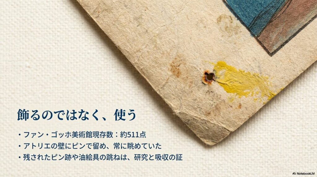 額装して飾るのではなく、壁にピン留めして研究材料として使われた浮世絵の痕跡解説