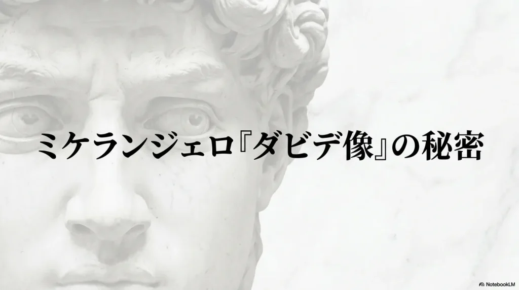 ミケランジェロ『ダビデ像』の秘密と書かれたタイトルスライド